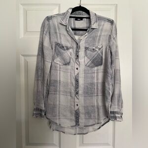 BDG Light Gray Plaid Shirt